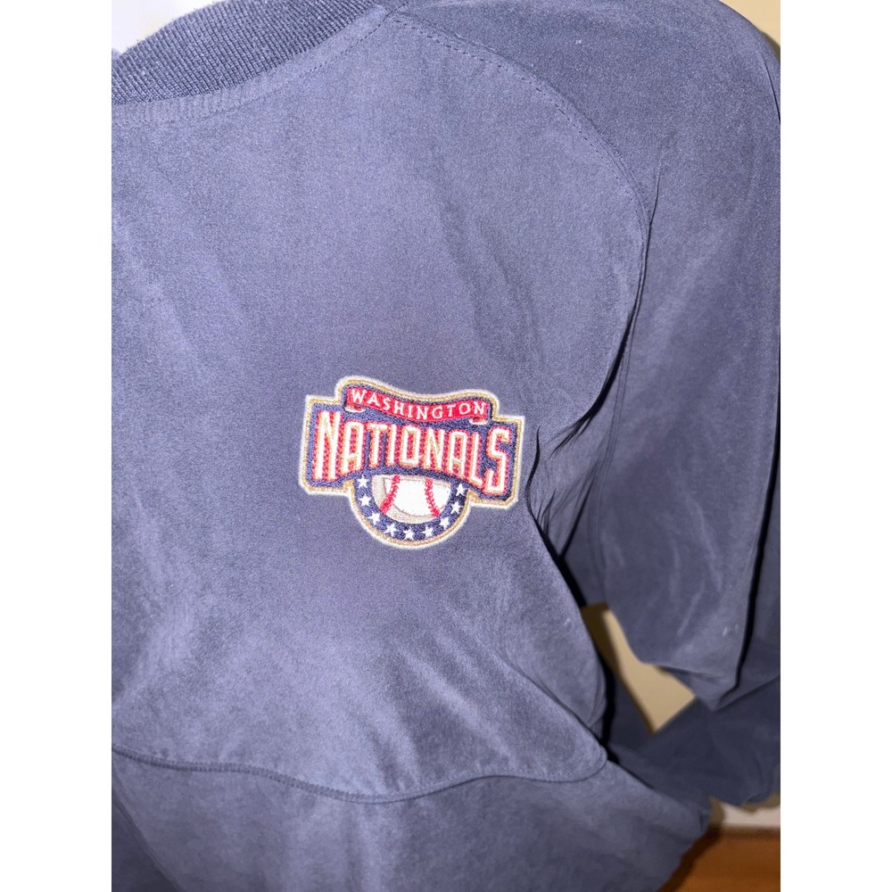 Antigua Washington Nationals MLB Windbreaker Navy Blue Pullover Mens XL - Picture 2 of 4